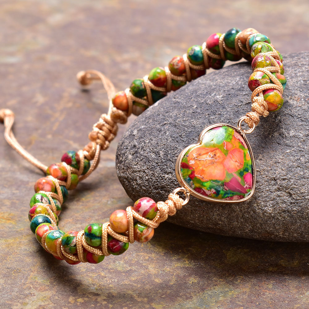For Granddaughter - Always Keep Me In Your Heart Jasper Heart Bracelet