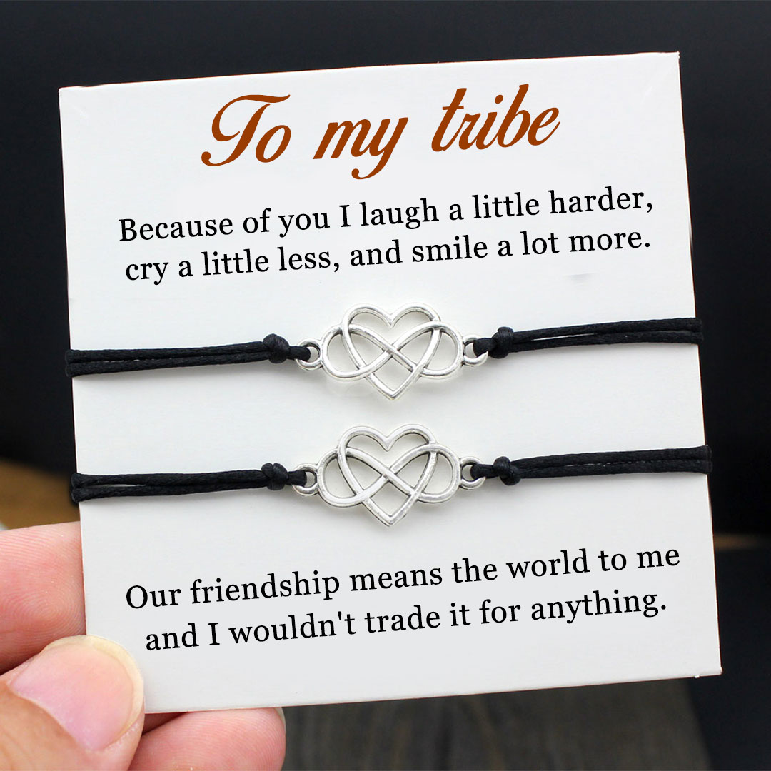 For Friend - Our Friendship Means the World to Me Infinity Heart String Bracelet