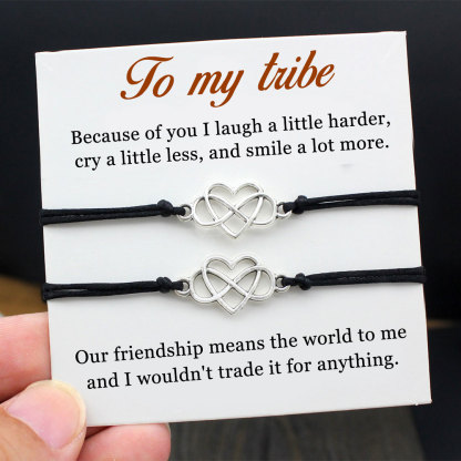 For Friend - Our Friendship Means the World to Me Infinity Heart String Bracelet