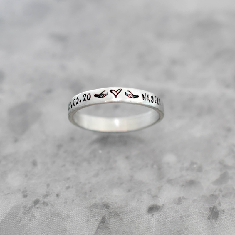 For Memorial - I Will Always Love You Dad Customized Name and Date Heart Wings Ring