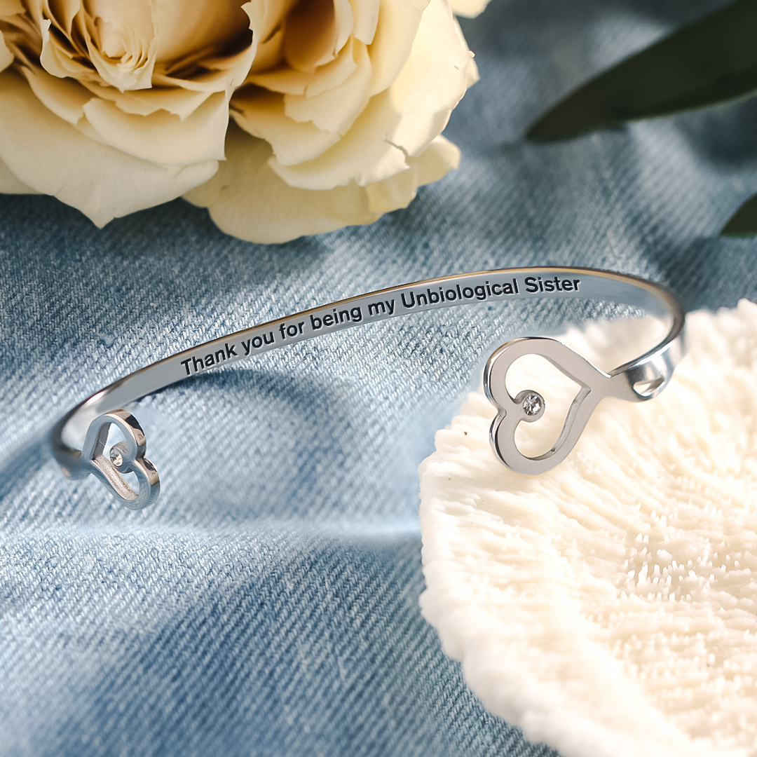 For Friend - Thank You For Being My Unbiological Sister Double Heart Bracelet