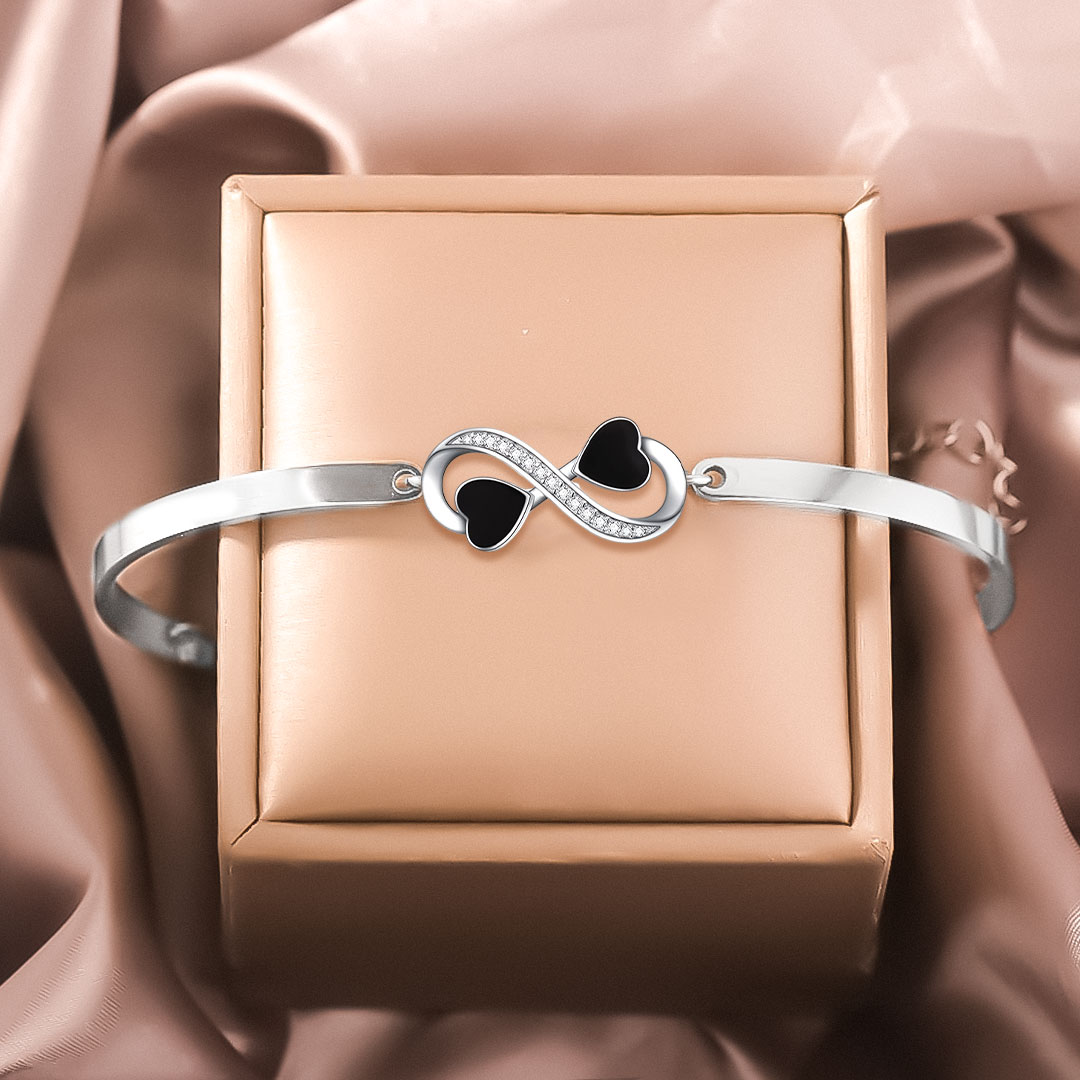 For Friend - I Love You Black Heart Bracelet