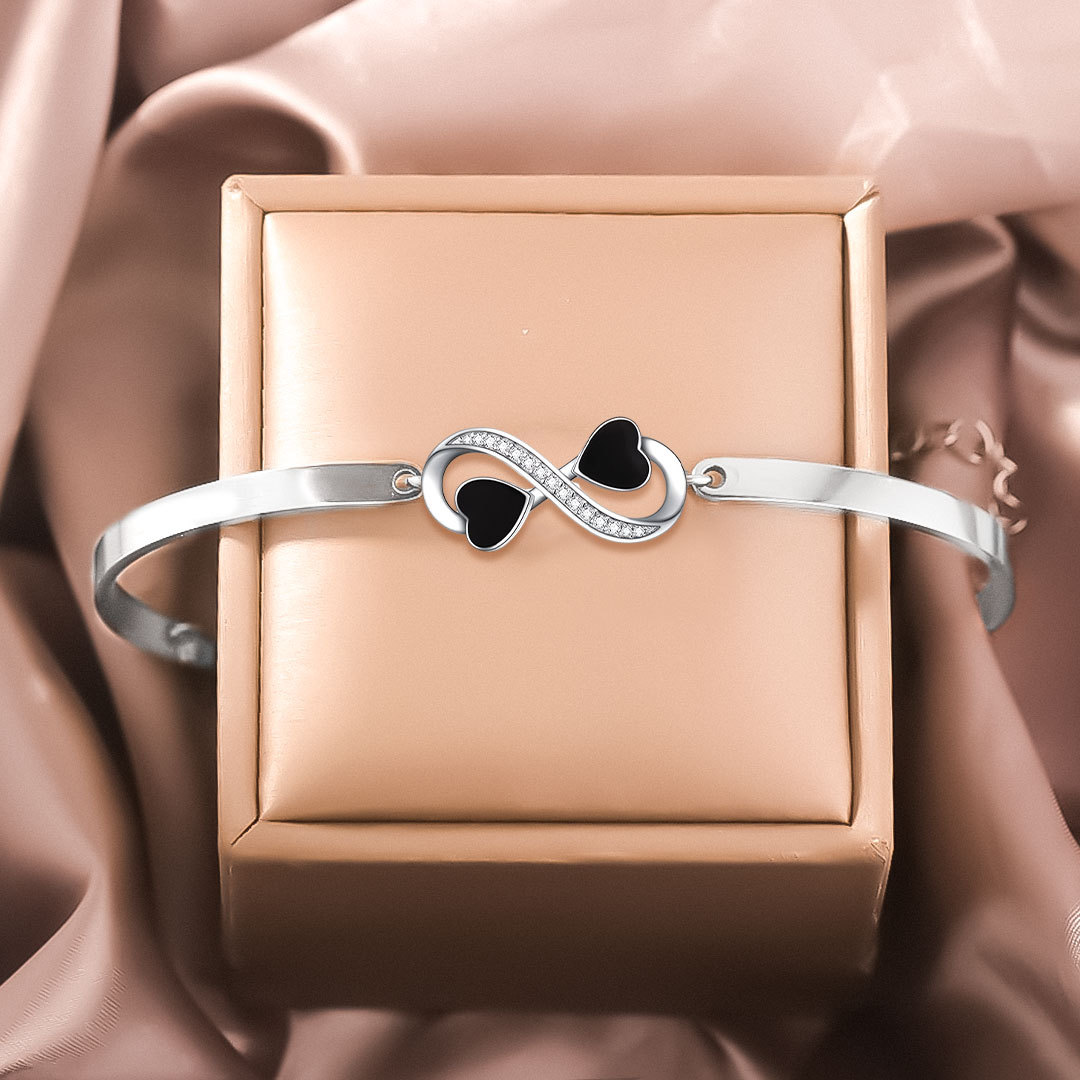 For Friend - I Love You Black Heart Bracelet