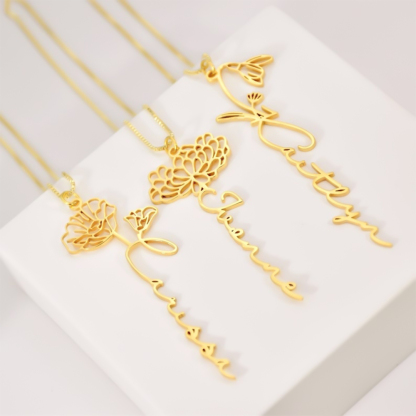 Build Your Own Bouquet Birthday Flower Name Custom Necklace