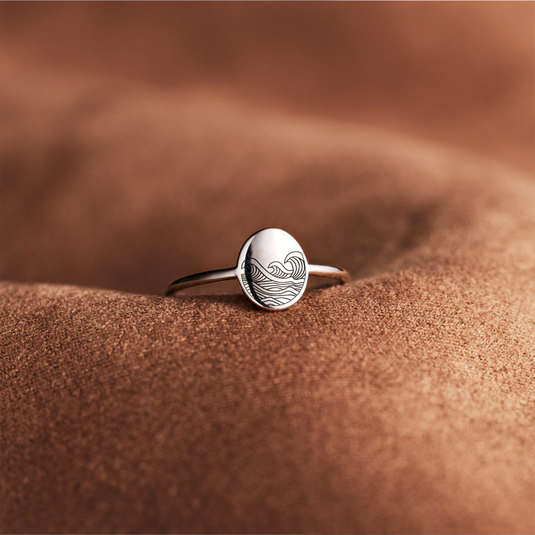 For Self -  You’ve Survived Too Many Storms To Be Bothered By Raindrops Engraved Wave Ring