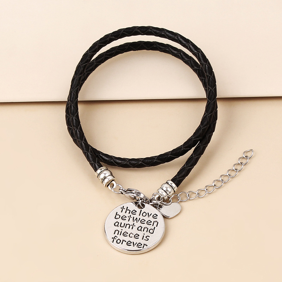 For Aunt/Niece - The Love Between Aunt And Niece Is Forever Leather Lettering Bracelet
