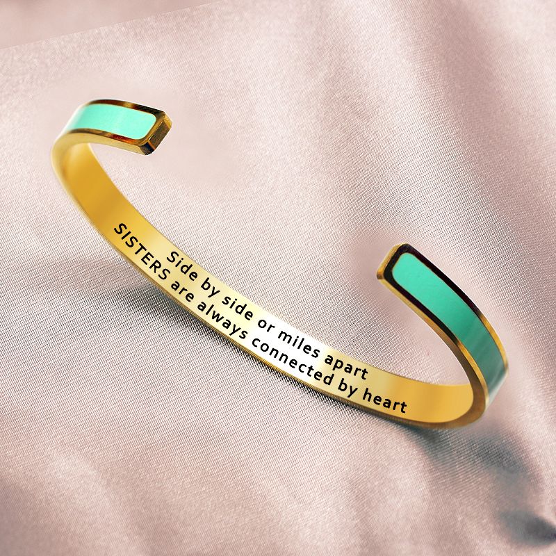 Side By Side Or Miles Apart Sisters Are Always Connected By Heart Cyan Bracelet