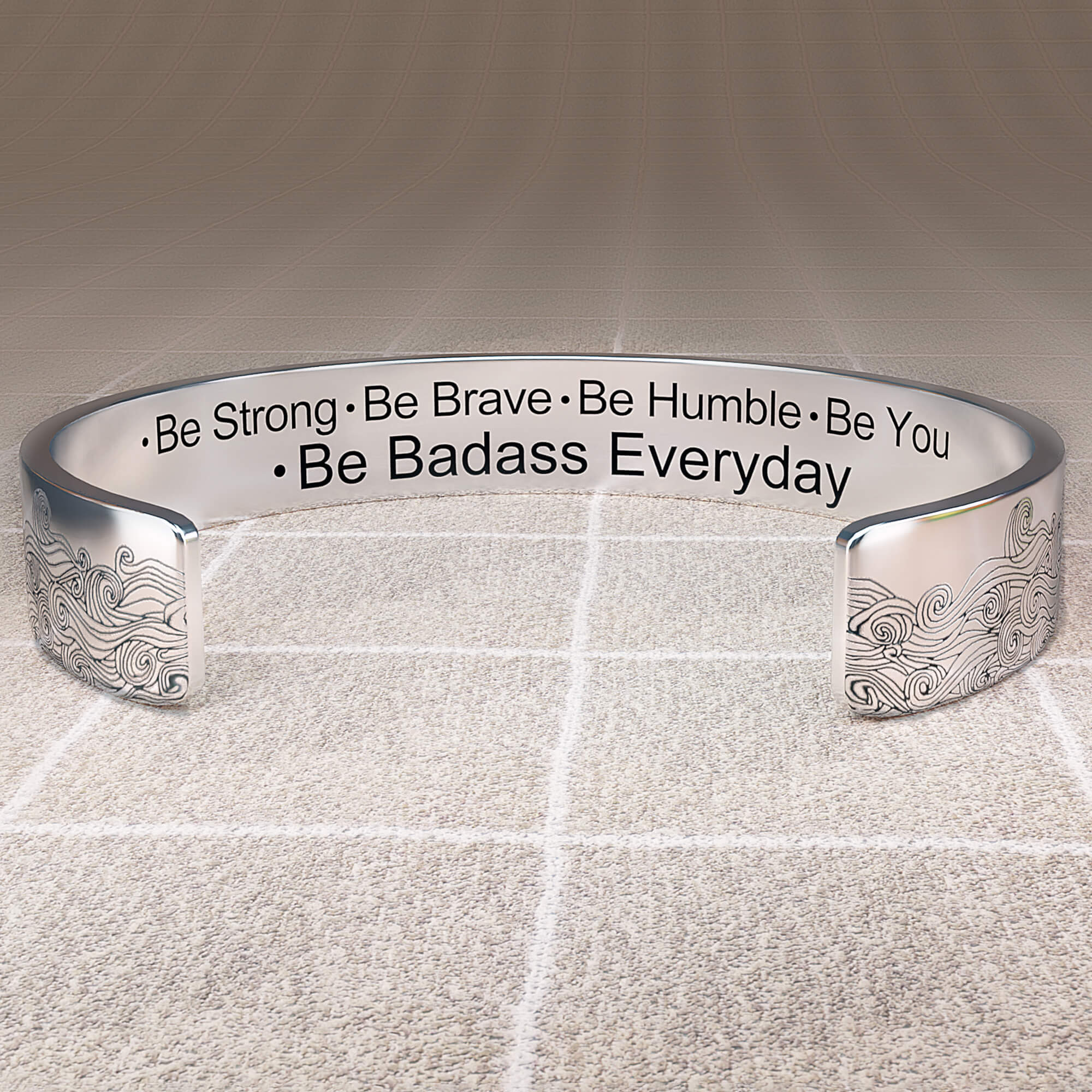 For Daughter - Be Strong, Be Brave, Be Humble, Be You Be BADASS Everyday Wave Cuff Bracelet-37bracelet