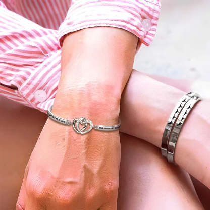 For Friend - Not Sisters By Blood But Sisters By Heart Double Heart Bracelet-37bracelet