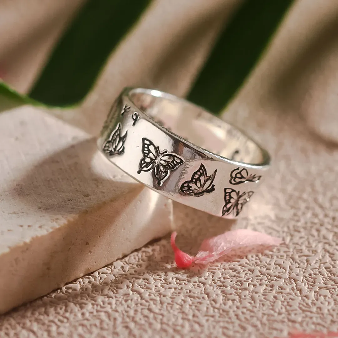 For Memorial - They Fly With Us Every Day Butterfly Ring