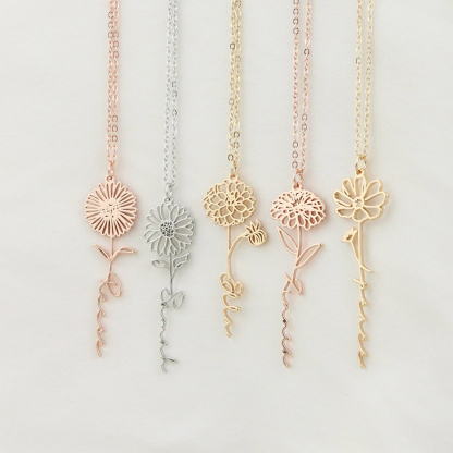 Build Your Own Bouquet Birthday Flower Name Custom Necklace