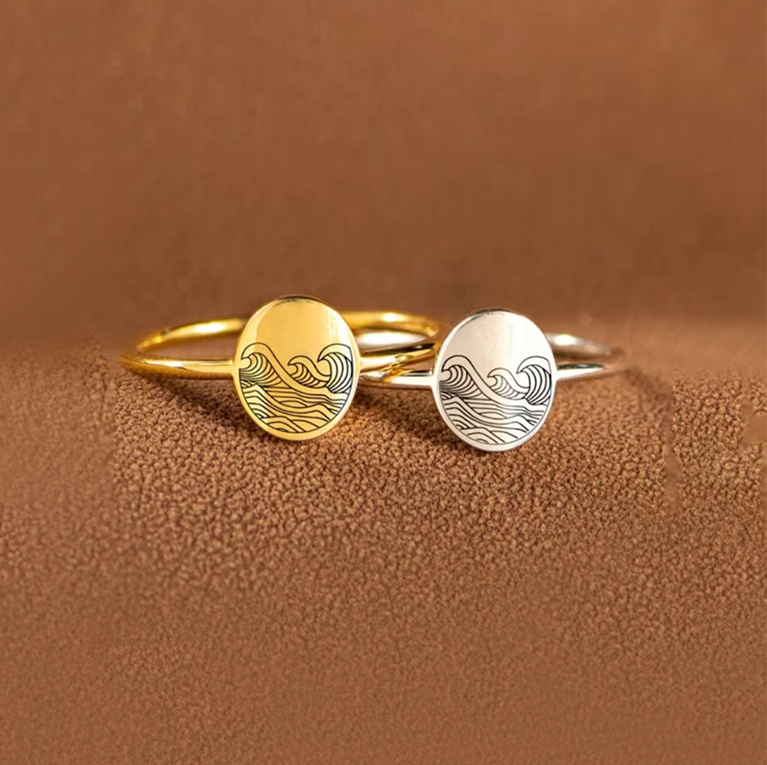 For Self -  You’ve Survived Too Many Storms To Be Bothered By Raindrops Engraved Wave Ring