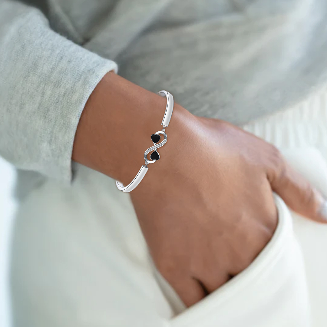 For Friend - I Love You Black Heart Bracelet