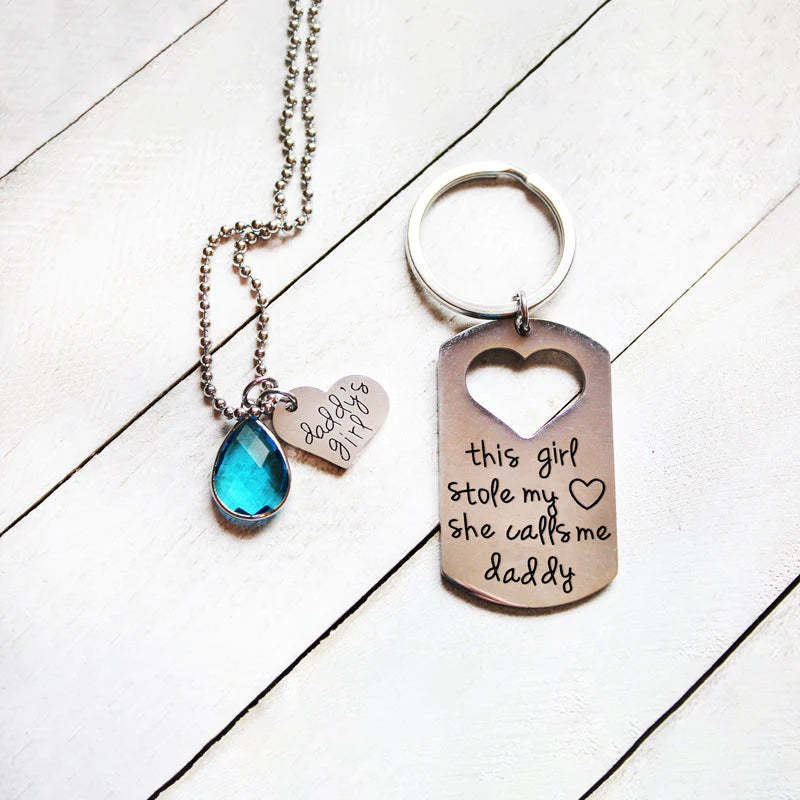 For Dad - Daddy's Girl Necklace and Keychain Set-37bracelet