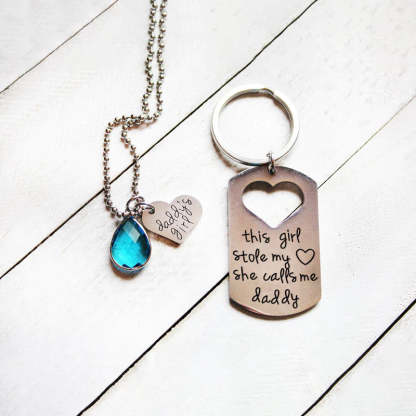 For Dad - Daddy's Girl Necklace and Keychain Set-37bracelet