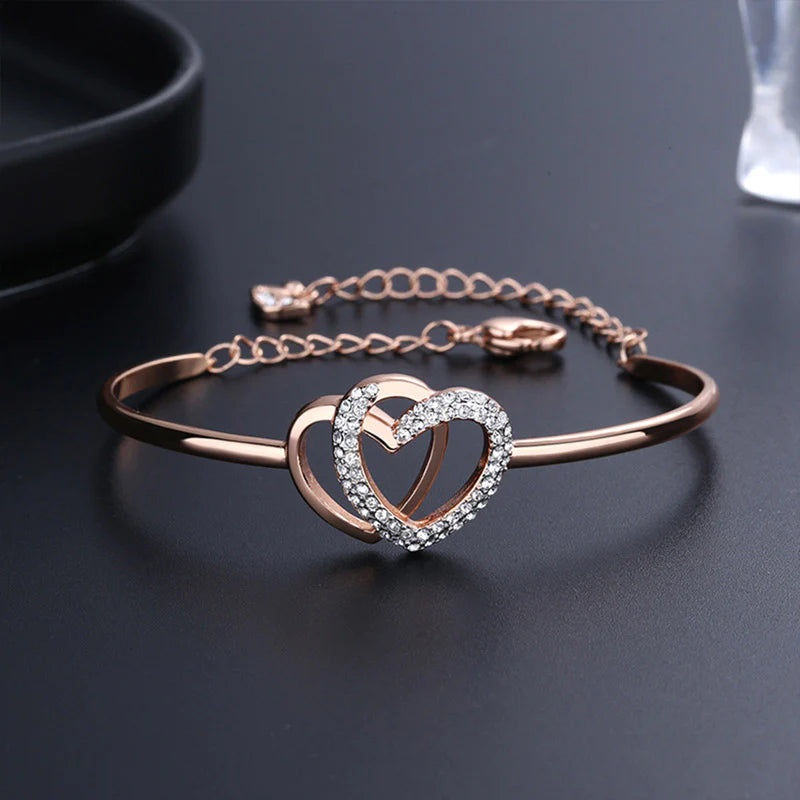 For Daughter-in-law - Marriage Made You Family Love Made You My Daughter Double Heart Bracelet-37bracelet