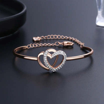 For Daughter-in-law - Marriage Made You Family Love Made You My Daughter Double Heart Bracelet-37bracelet
