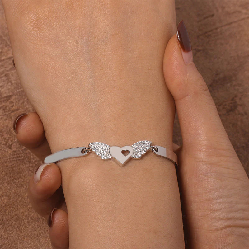 For Memorial - A Piece Of My Heart Lives In Heaven Heart Wings Bracelet