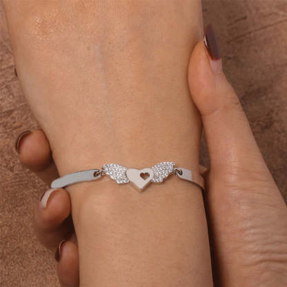 For Memorial - A Piece Of My Heart Lives In Heaven Heart Wings Bracelet