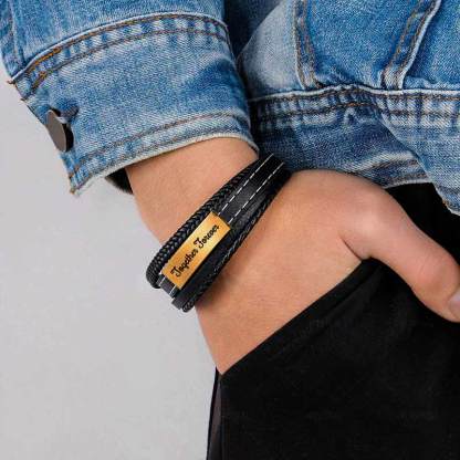 For Grandson - Forever linked together Black bracelet-37bracelet