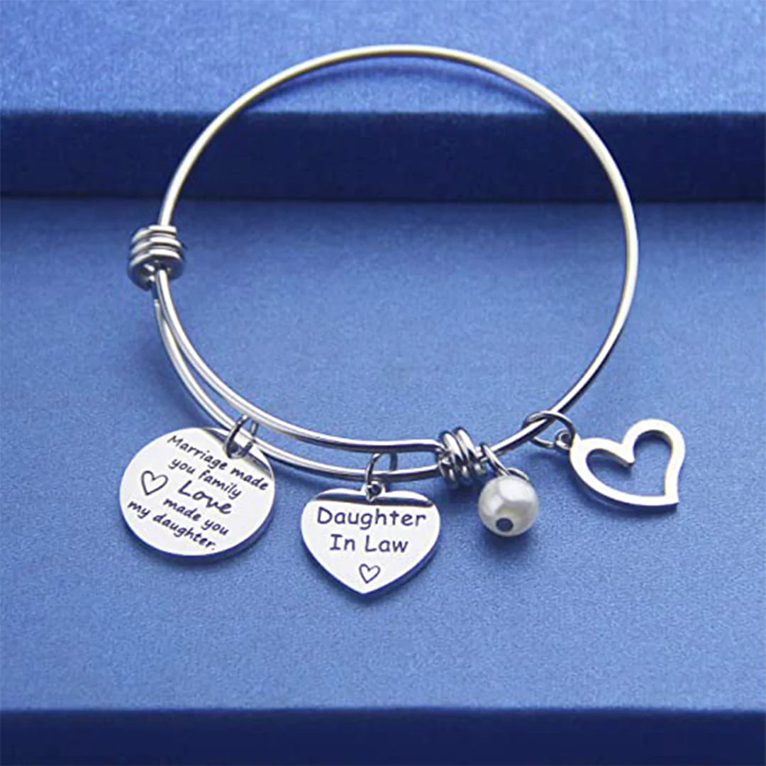 For Daughter-in-law - Marriage Made You Family Love Made You My Daughter Bangle Bracelet-37bracelet