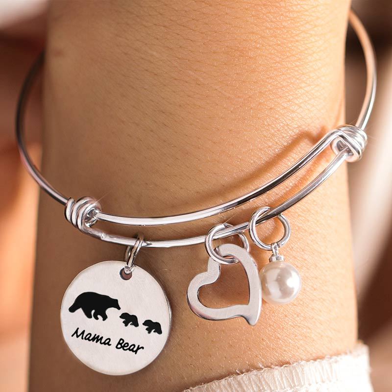 For Mom - Mama Bear Bangle Bracelet