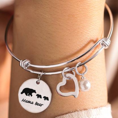 For Mom - Mama  Bear Bangle Bracelet