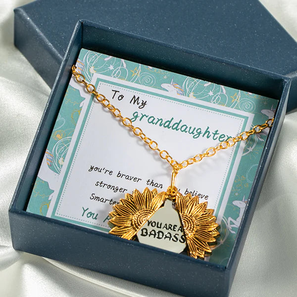 For Granddaughter - You Are A Badass Sunflower Necklace-37bracelet