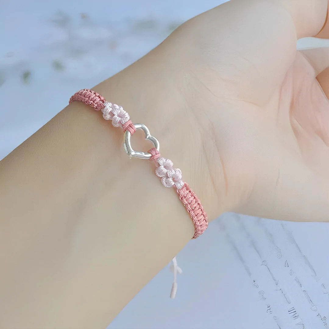 For Daughter - Mother And Daughter A Link That Can Never Be Undone Heart Peach Bracelet-37bracelet