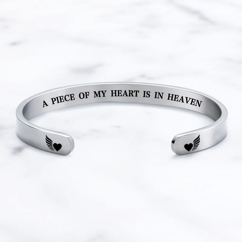 A Piece Of My Heart Is In Heaven Wing Bracelet