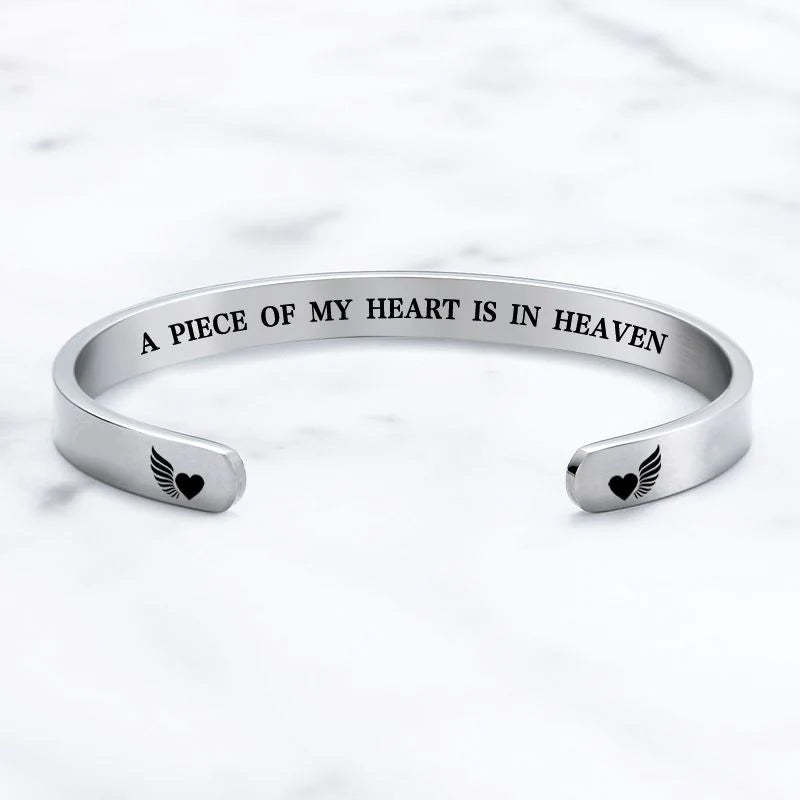 A Piece Of My Heart Is In Heaven Wing Bracelet