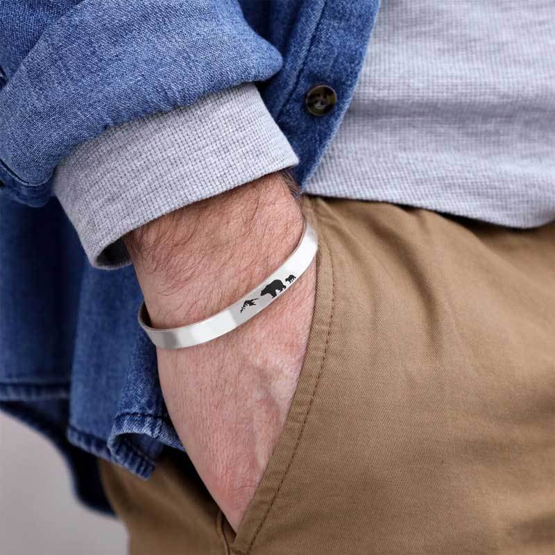 For Dad - Papa Bear Mountain Cuff Bracelet-37bracelet
