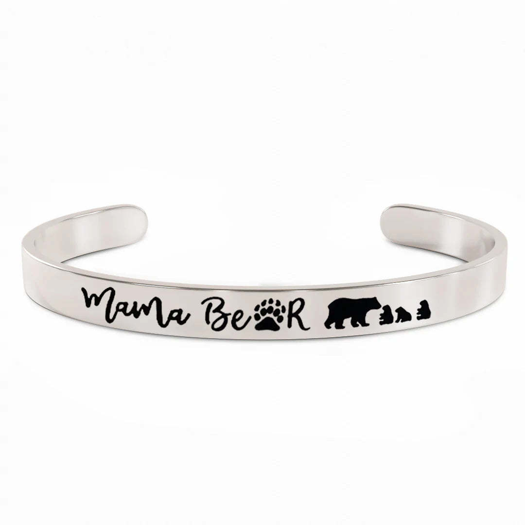 For Mom - Mama Bear And Little Bears Cuff Bracelet
