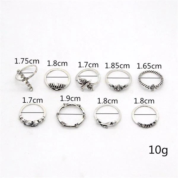 Birds Leaf Rings Bundle - 9PCs-37bracelet