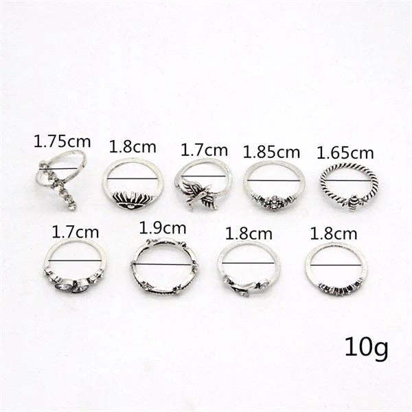 Birds Leaf Rings Bundle - 9PCs-37bracelet