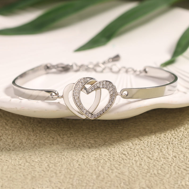 For Mother/Daughter - Forever Linked Together Heart to Heart Bracelet