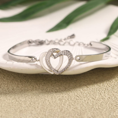 For Mother/Daughter - Forever Linked Together Heart to Heart Bracelet