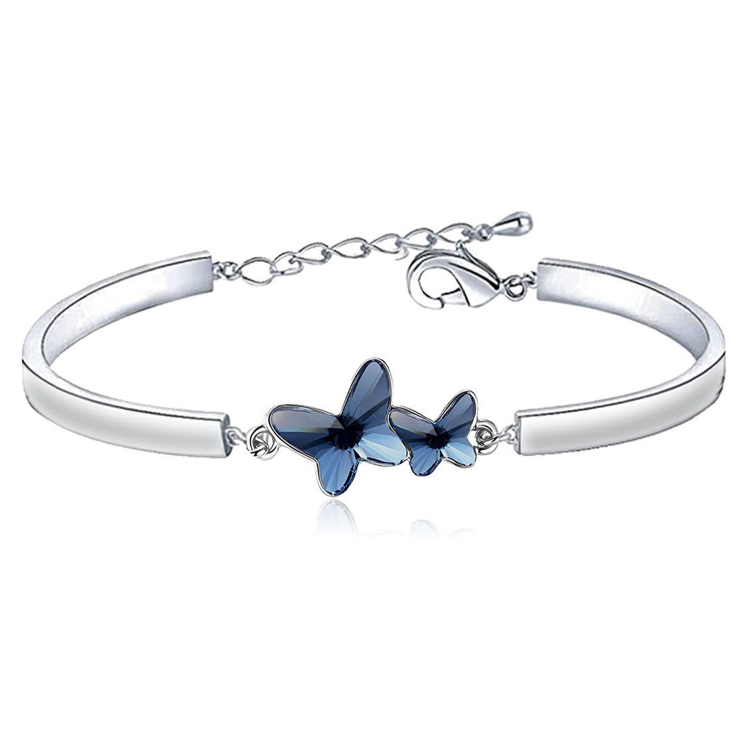For Daughter - Happy Graduation We Always Believe In You Blue Butterfly Crystal Bracelet