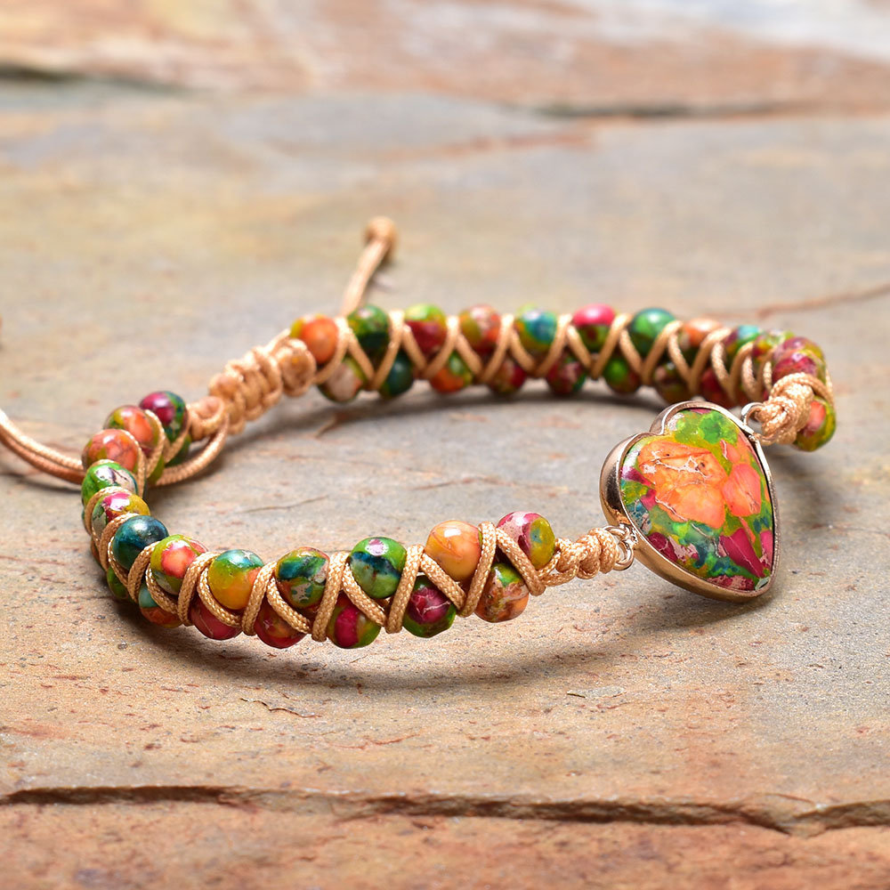 For Granddaughter - Always Keep Me In Your Heart Jasper Heart Bracelet