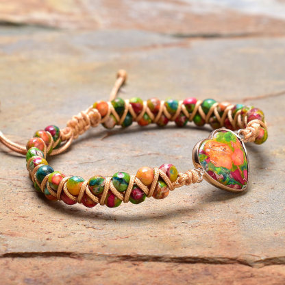 For Granddaughter - Always Keep Me In Your Heart Jasper Heart Bracelet