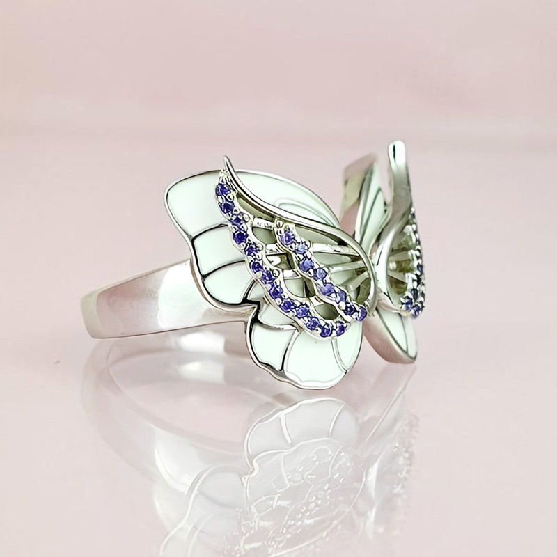 All You Have To Do Is Fly Purple Diamond Double Butterfly Ring