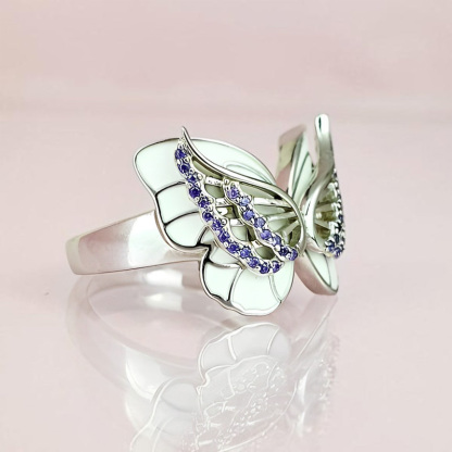 All You Have To Do Is Fly Purple Diamond Double Butterfly Ring