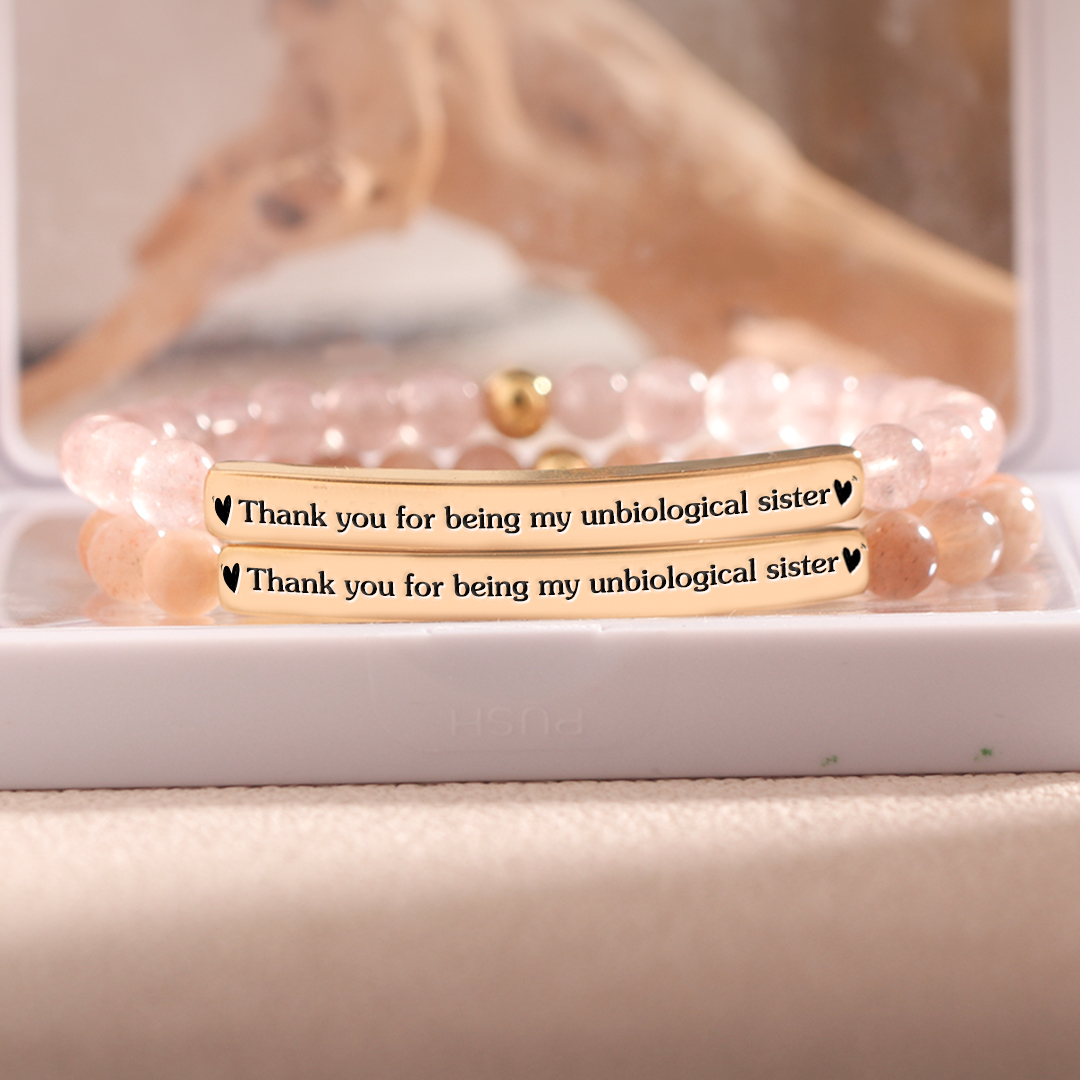 For Friend - Thank You for Being My Unbiological Sister Bead Lettering Bracelet