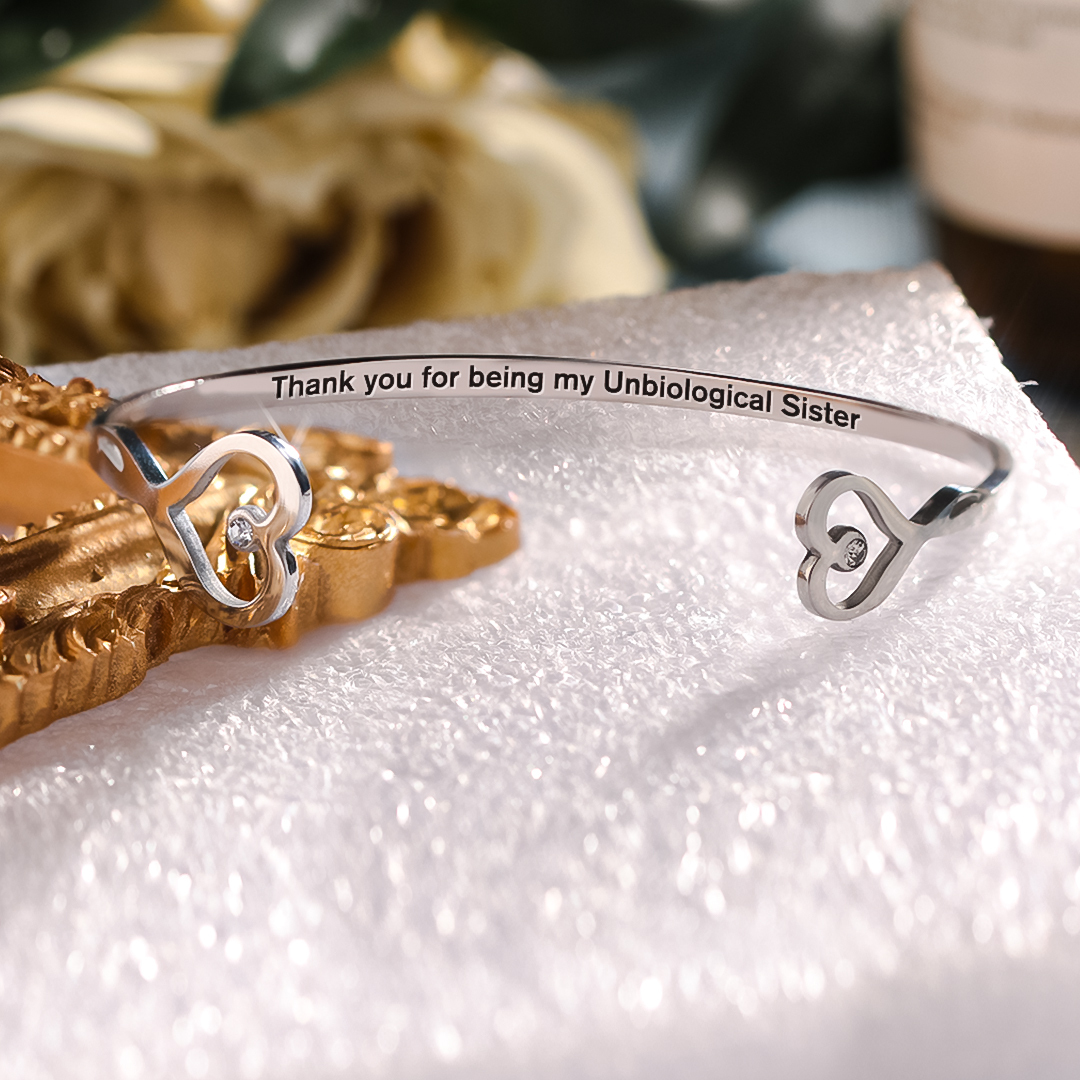For Friend - Thank You For Being My Unbiological Sister Double Heart Bracelet