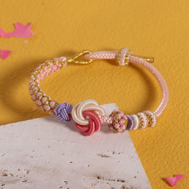 For Daughter - Mother And Daughter A link That Can Never Be Undone Peach Blossom Knot Bracelet