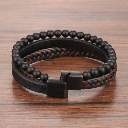 Absorbs Negative Energy & Instantly Destress Three Layers Volcanic Stone Bracelet 