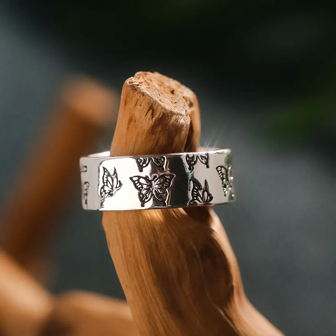 For Memorial - They Fly With Us Every Day Butterfly Ring
