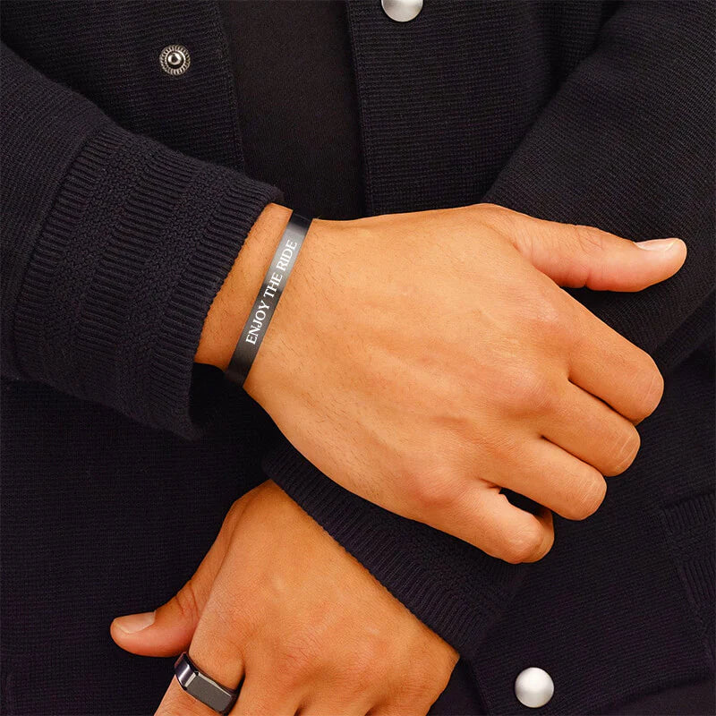 Enjoy The Ride Black Cuff Bracelet