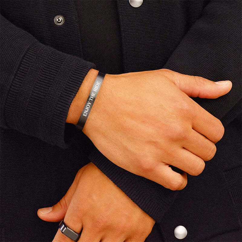 Enjoy The Ride Black Cuff Bracelet