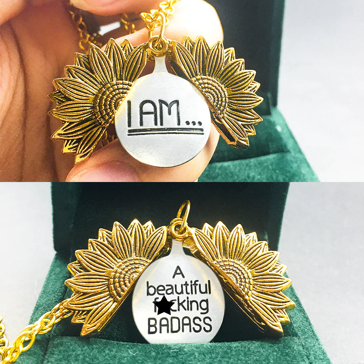 I Am...A Beautiful Badass Sunflower Necklace